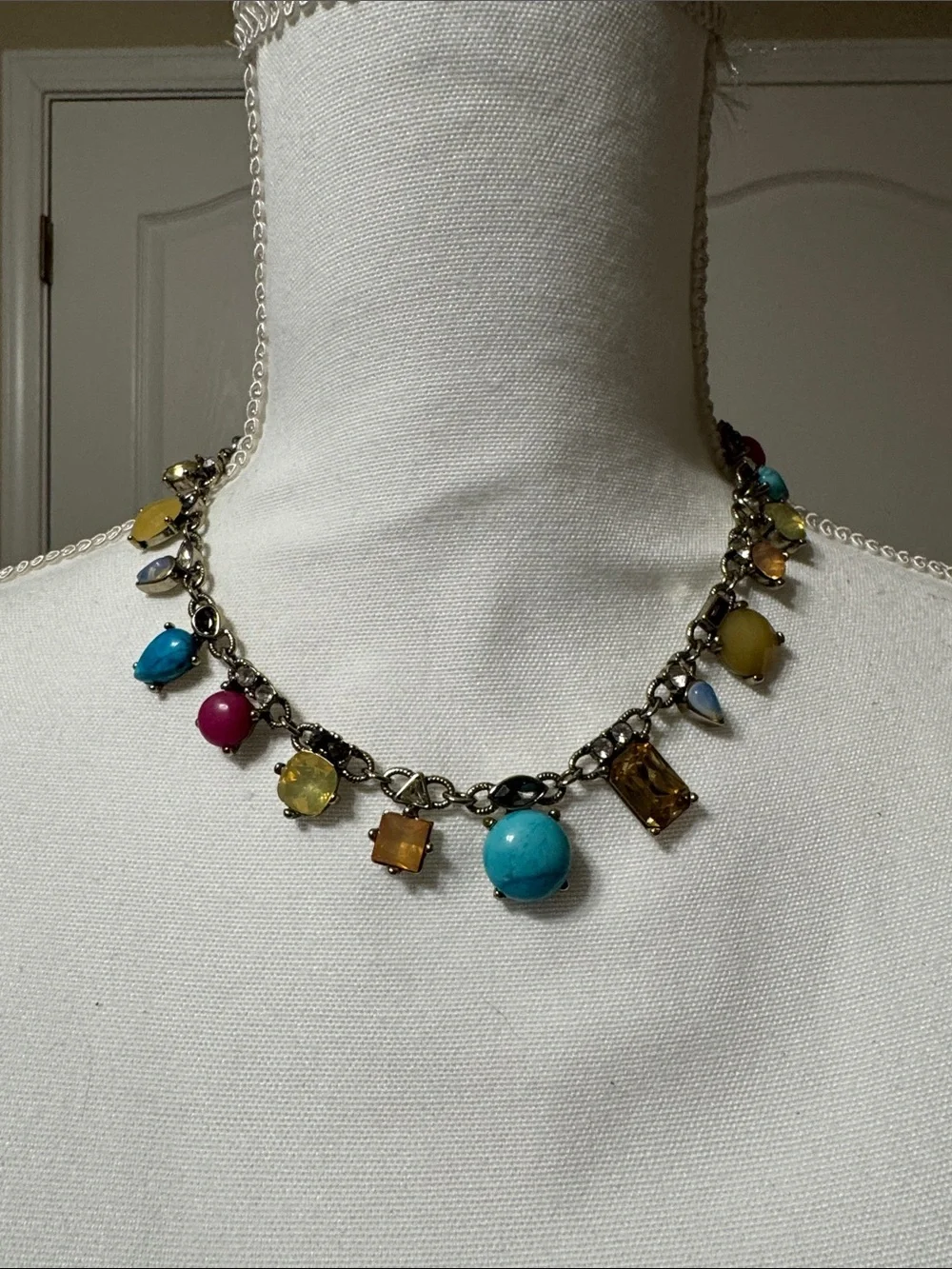 LOFT Multicolor Gemstone Charm Necklace with Turquoise and Yellow Accents